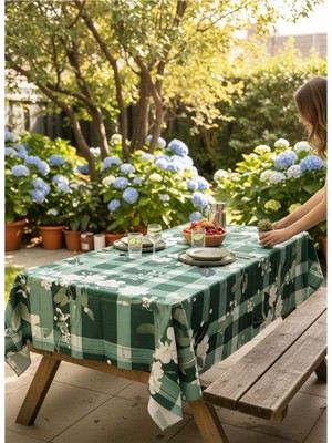 Nunu Teks Çiçek Desenli Masa Örtüsü | Dertsiz Leke Tutmaz Kumaş | 160 x 220  cm