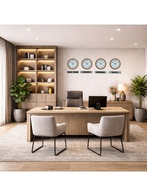 İlk El Grup Ieg™ Turuncu 36 cm Dünya Saatleri 4’lü Tabelalı Set