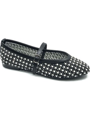 Kocamanlar Ayakkabı Feles Kemer Toka Inci Taş Detaylı Kadın Babet Ayakkabı