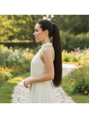 Lastik Tokalı At Kuyruğu Düz / Kızıl Kahve