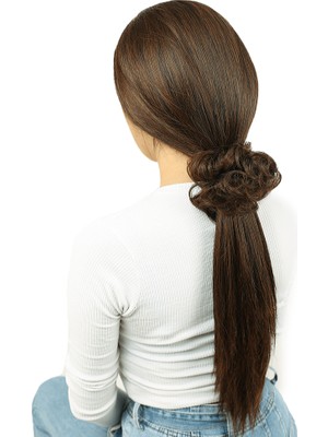 Lı Lastikli Topuz Toka / Kahve Karamel