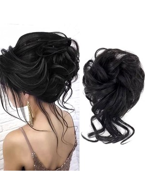 Lı Lastikli Kuyruklu Topuz Toka / Siyah