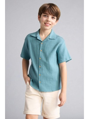 DeFacto Oversize Polo Yaka Müslin Kısa Kollu Gömlek Erkek Çocuk W3239A626SM