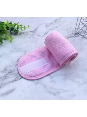 Delixa Havlu Saç Bandı Cırt Bantlı Makyaj Bandı Sporcu Saç Bandı. (Pudra)