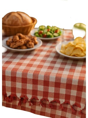 Delixa Hepsine Rakip 150X150 cm Kareli Yer Sofra Bezi Masa Örtüsü Saçaklı