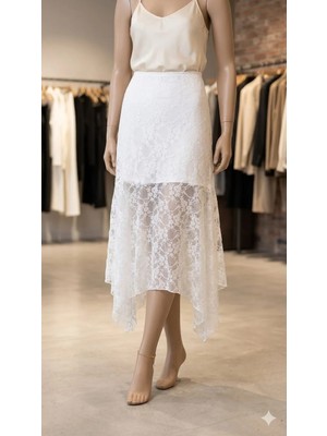 362 Fashion Butik Dantel Detay Midi Yarasa Etek