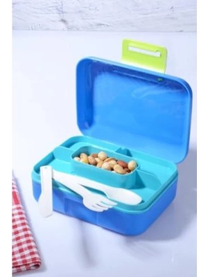 Esranın Dünyası Kendinden Kaşıklı 2 Katlı Beslenme Kutusu, 5 Bölmeli, Mavi