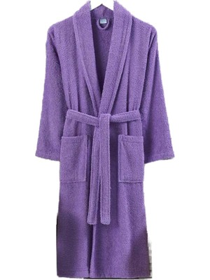Delixa Erkek/kadın Havlulu Bornozu Pamuklu Bayan Bornoz S/m Lavanta