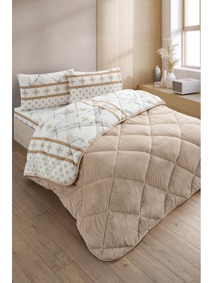 Delixa Veluna Çift Kişilik Wellsoft Yorgan Uyku Seti Lastikli Çarşaf+Yastık Kılıflı Çift Kişilik Uyku Seti