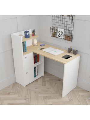 Delixa Durusilya L Çalışma Masası Kitaplıklı Dolaplı Sol Yön