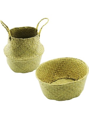 Esranın Dünyası 2ın1: Kulplu - Kulpsuz  Hasır Organizer Sepet Ç: 33---25CMY:15-30CM (4887)
