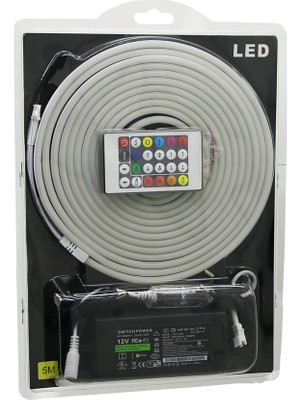 Esranın Dünyası 5mt Kumandalı - Adaptörlü Neon Şerit LED 12V (4887)