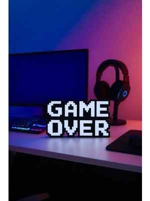 Delixa " Over" 8-Bit Kabartmalı Dekoratif Obje - Masaüstü Süsü - Oyuncu Odası Dekorasyonu, Setup Aksesuarı,
