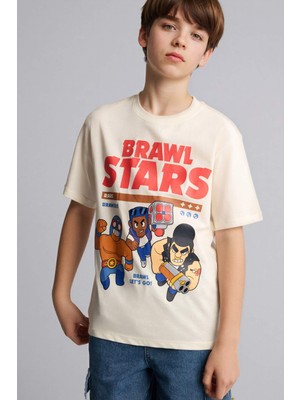 DeFacto Brawl Stars New Regular Fıt Bisiklet Yaka Kısa Kollu Tişört Erkek ÇOCUK G8946A826SM