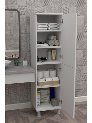 Delixa Durusilya Çok Amaçlı Kapaklı Raflı Mutfak Balkon Kiler Erzak Dolabı