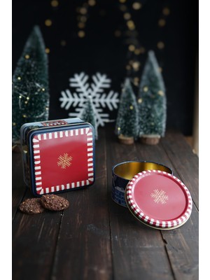 Delixa Yılbaşı Temalı 2' Dekoratif Metal Kutu Seti, Tart (Tart)