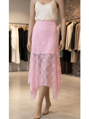 362 Fashion Butik Dantel Detay Midi Yarasa Etek