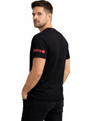 Pileli Store Pilelistore- Erkek Türkiye Ay Yıldız Baskılı 10 Numara Forma Tişört Taraftar T-Shirt - Siyah
