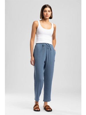 Lee Cooper Alberty Kadın Regular Fit Pamuklu Pantolon Mavi