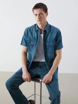 Lc Waikiki Yeni Sezon Regular Fit Kısa Kollu Erkek Jean Gömlek