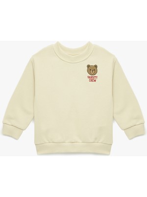 Koton Uzun Kollu Bisiklet Yaka Ayıcık Baskılı Sweatshirt