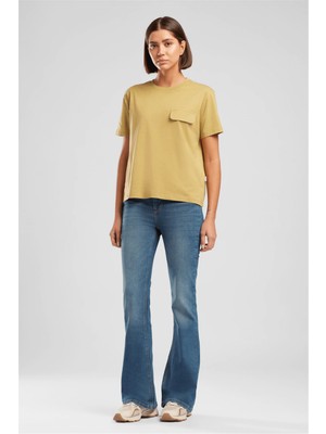 Lee Cooper Tıpsy Kadın Baskılı Bisiklet Yaka T-Shirt Yeşil