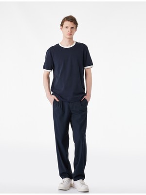 Koton Kısa Kollu Biyeli Pamuklu Tok Kumaş Bisiklet Yaka Slim Fit Tişört