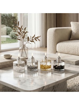 İmperiums Pearl Cylinder Dekoratif Kandil Mum 4'lü Set