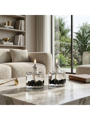 İmperiums Black Pearl Cylinder Dekoratif Kandil Mum 2'li Set