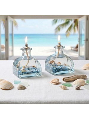 Imperiums Ocean Blue Dekoratif Kandil Mum 2'li Set