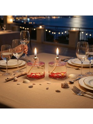 Imperiums Ocean Red Cylinder Dekoratif Kandil Mum 2'li Set