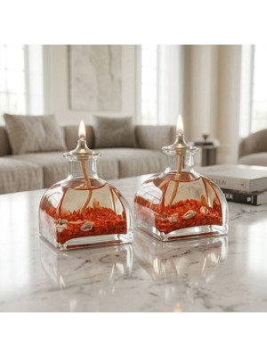 Imperiums Ocean Red Dekoratif Kandil Mum 2'li Set