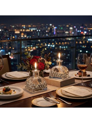 Imperiums Silver Pearl Dekoratif Kandil Mum 2'li Set
