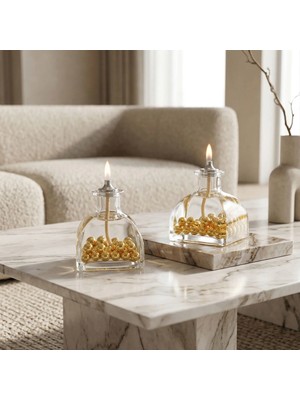 Imperiums Gold Pearl Dekoratif Kandil Mum 2'li Set