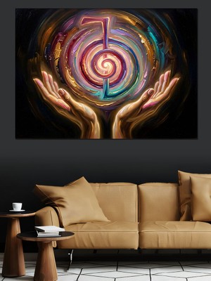 Karizma Tablo El Üzerinde Parlayan Mistik Sembol Dekoratif Kanvas - Mdf Ahşap Tablo