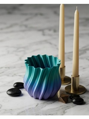 Pileli Store 3D Kıvrımlı Vazo Mavi