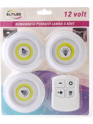 Elitled 3Lü Kumandalı Pilli Spot Led