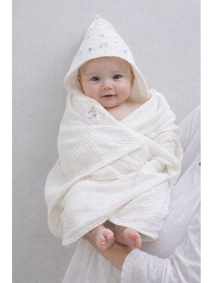 Caramell %100 Organik Pamuklu Banyo Seti ( Muslin Havlu, Kapüşonlu Havlu ,1 Adet Kese 2566 2548