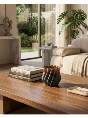 Pileli Store 3D Kıvrımlı Siyah Metalik Vazo Modern Dekoratif Şık Ev Aksesuarı