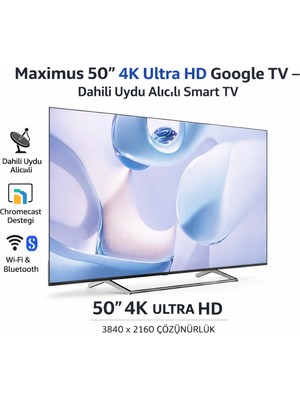 Maximus Maxımus 50'' 127 Ekran Uha 50 M9P Uydu Alıcılı Google Tv