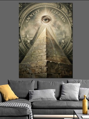 Karizma Tablo Piramit ve Her Şeyi Gören Göz Dekoratif Kanvas - Mdf Ahşap Tablo