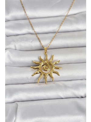 Pileli Store 316L Çelik Gold Renk Bohem Güneş Model Kadın Kolye - TJ-BKO11047