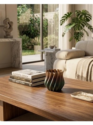 Pileli Store 3D Kıvrımlı Siyah Metalik Vazo Modern Dekoratif Şık Ev Aksesuarı