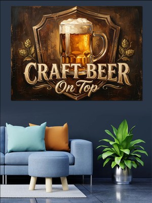 Karizma Tablo Craft Beer On Top Amblemi Dekoratif Kanvas - Mdf Ahşap Tablo