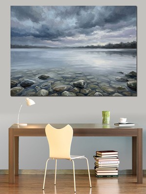 Karizma Tablo Fırtına Öncesi Sessiz Deniz Kıyısı Dekoratif Kanvas - Mdf Ahşap Tablo