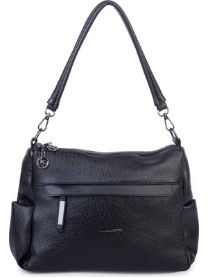 Nas Bag Çok Gözlü Yumuşak ve Hafif Yapılı Çift Askılı Omuz ve Çapraz Çanta ( 30X24 cm ) Siyah Victoria