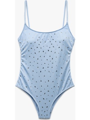 Koton Ince Askılı U Yaka Parlak Taş Detaylı Mayo