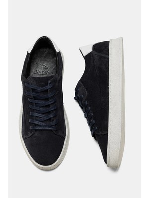 VARNAS Erkek Lacivert Süet Hakiki Deri Casual Günlük Bağcıklı Sneaker Kauçuk Taban Ayakkabı – Dolce