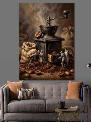 Karizma Tablo Antika El Değirmeni ve Kahve Dekoratif Kanvas - Mdf Ahşap Tablo
