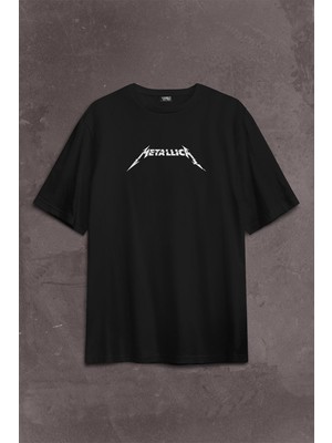 Kendim Seçtim Metallica Rock Music Metal Skull Kuru Kafa James Lars Kırk Robert Sırt Ön Baskılı Oversize Tişört Unisex T-Shirt